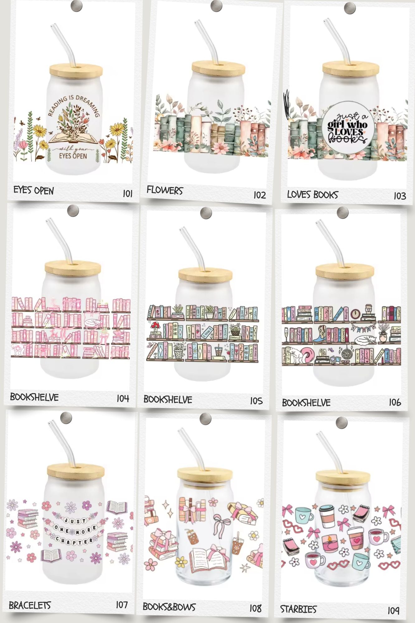 Bookish Frosted Glass Cup