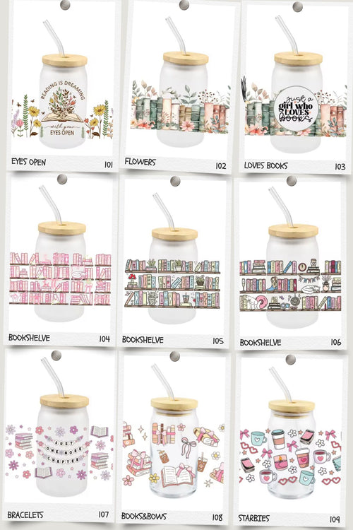 Bookish Frosted Glass Cup