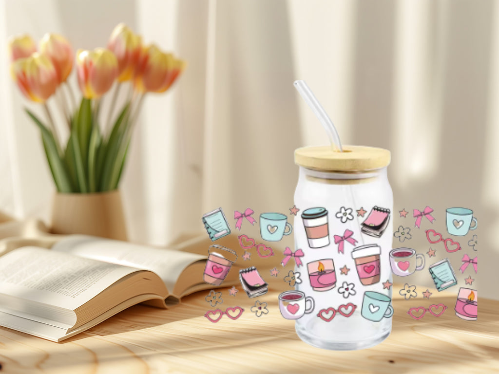 Bookish Frosted Glass Cup