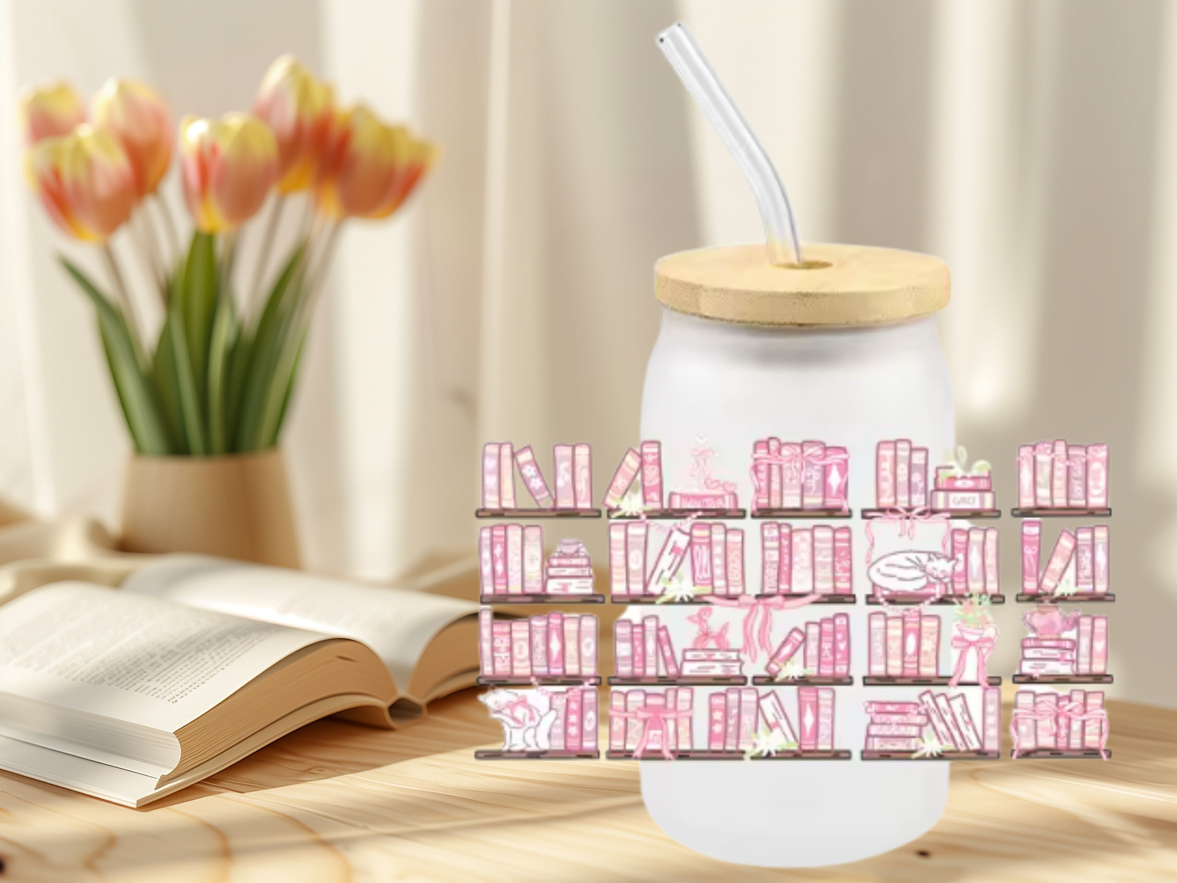 Bookish Frosted Glass Cup