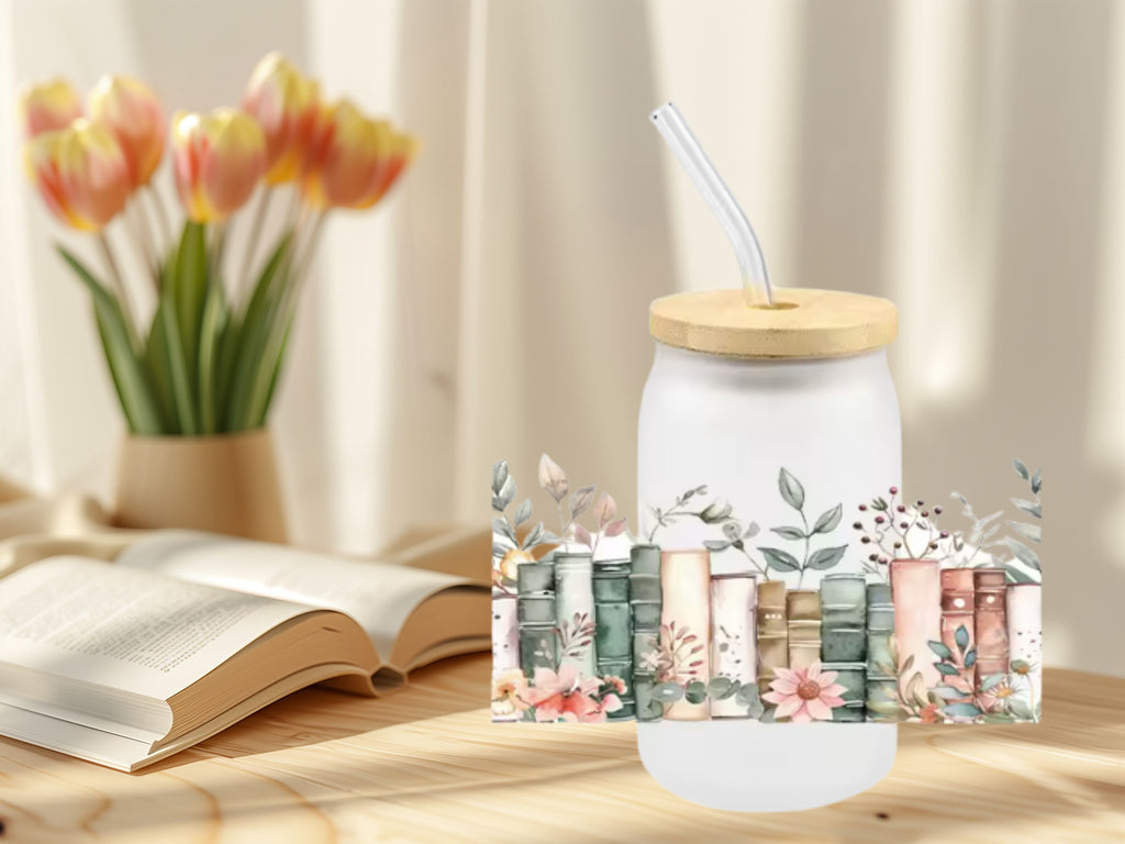 Bookish Frosted Glass Cup