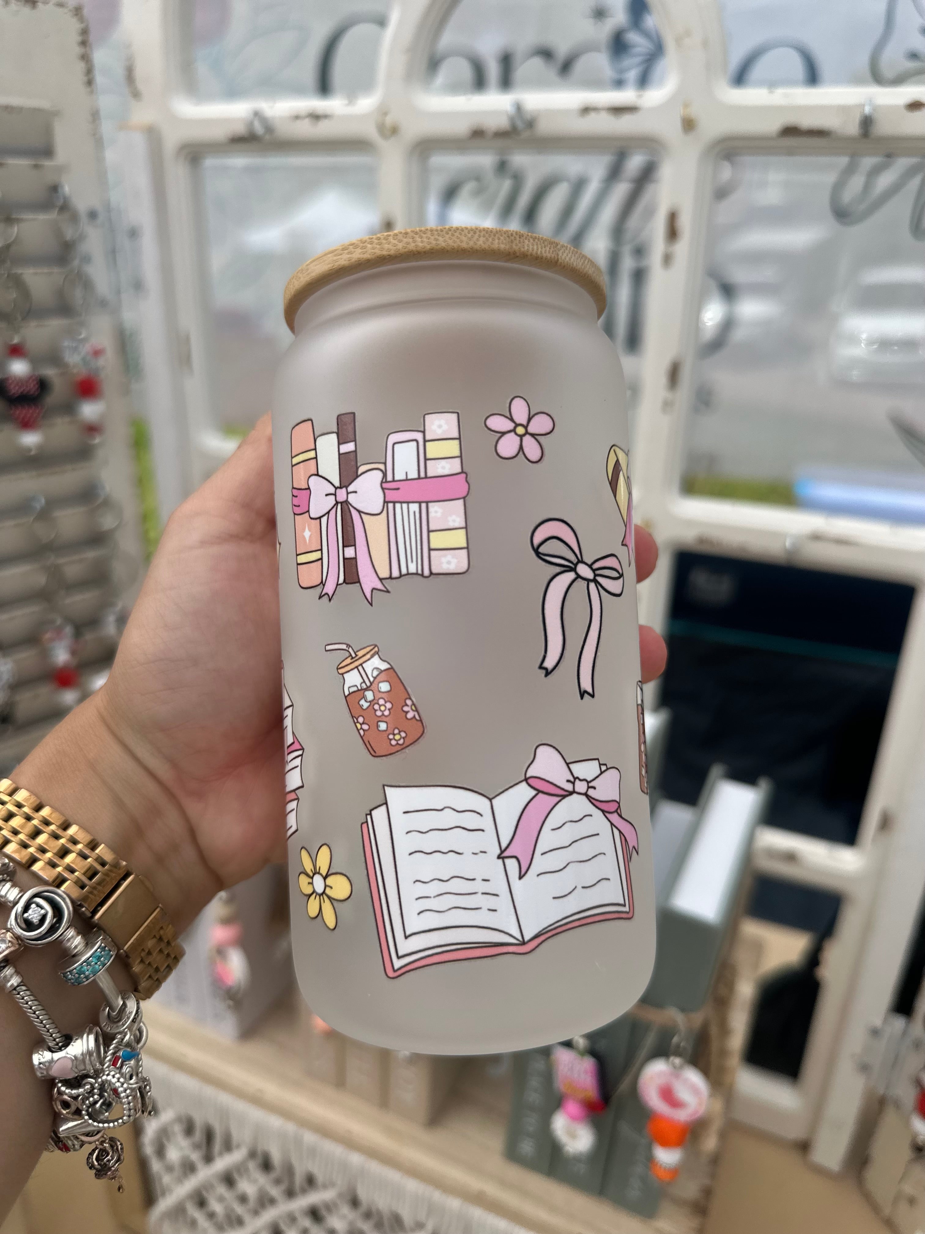 Bookish Frosted Glass Cup