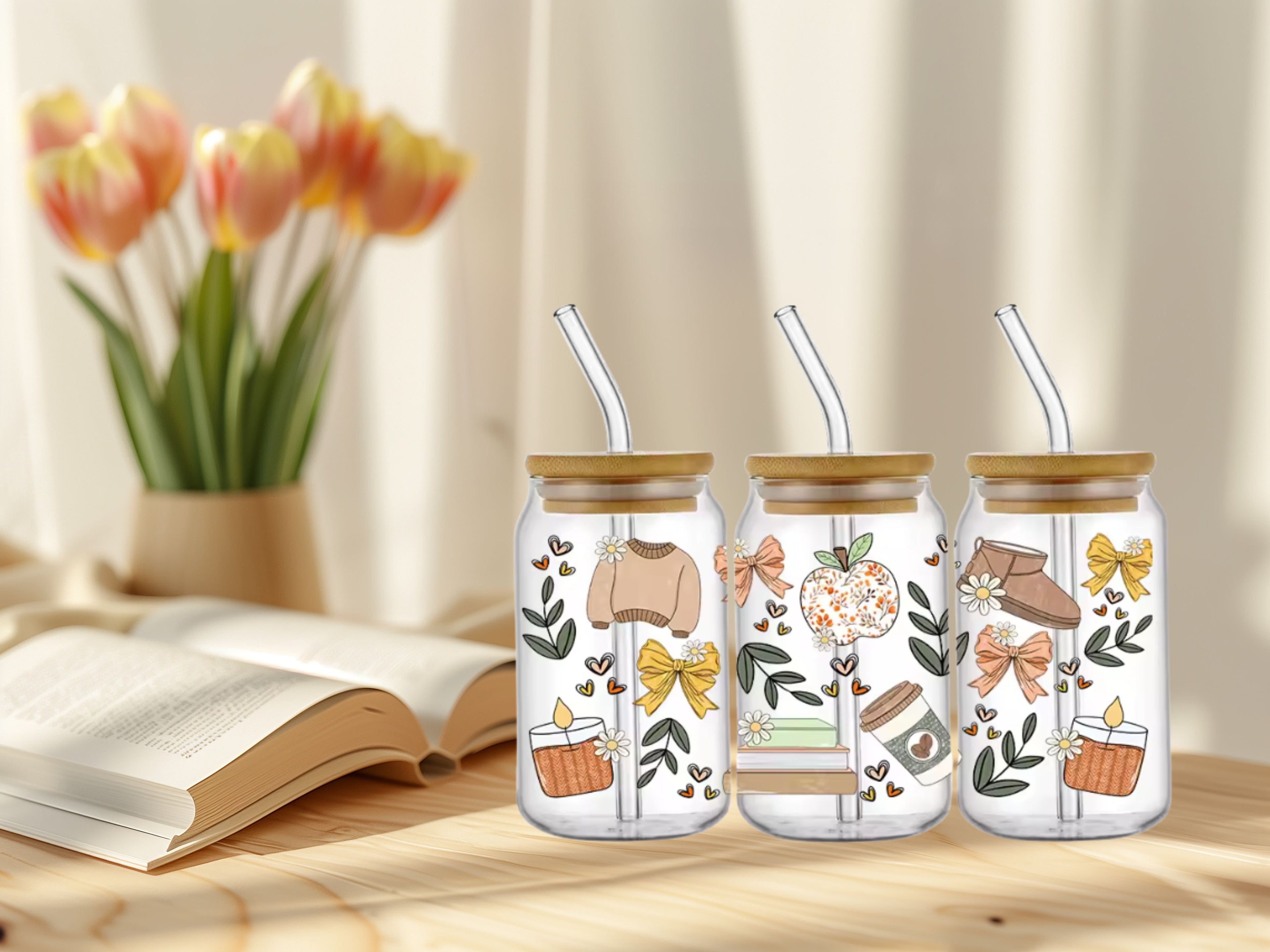 Bookish Frosted Glass Cup