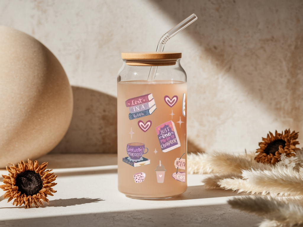 Bookish Glass Cup