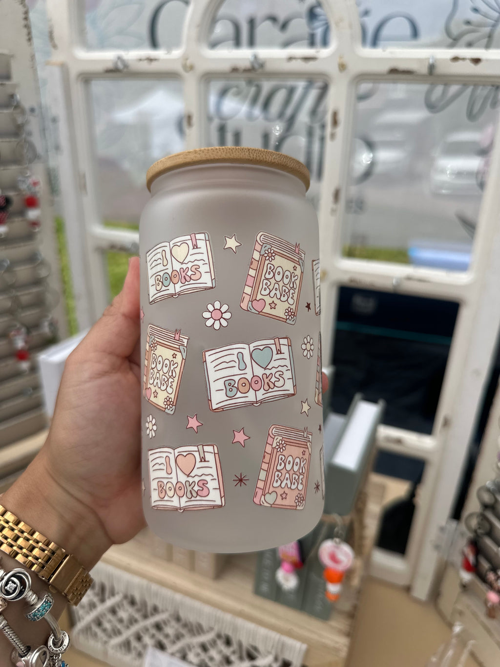 Bookish Frosted Glass Cup