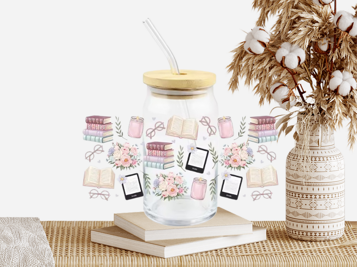 Bookish Glass Cup