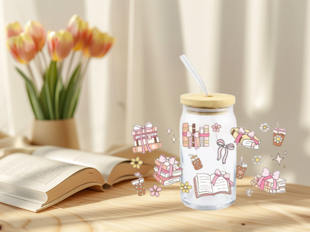 Bookish Frosted Glass Cup