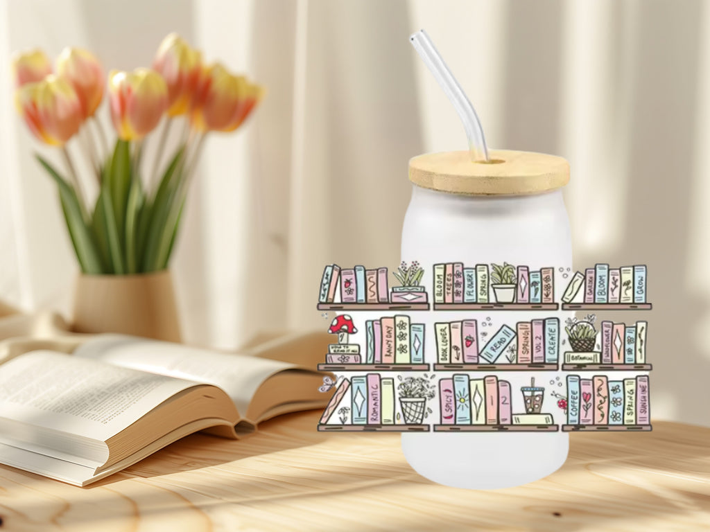 Bookish Frosted Glass Cup