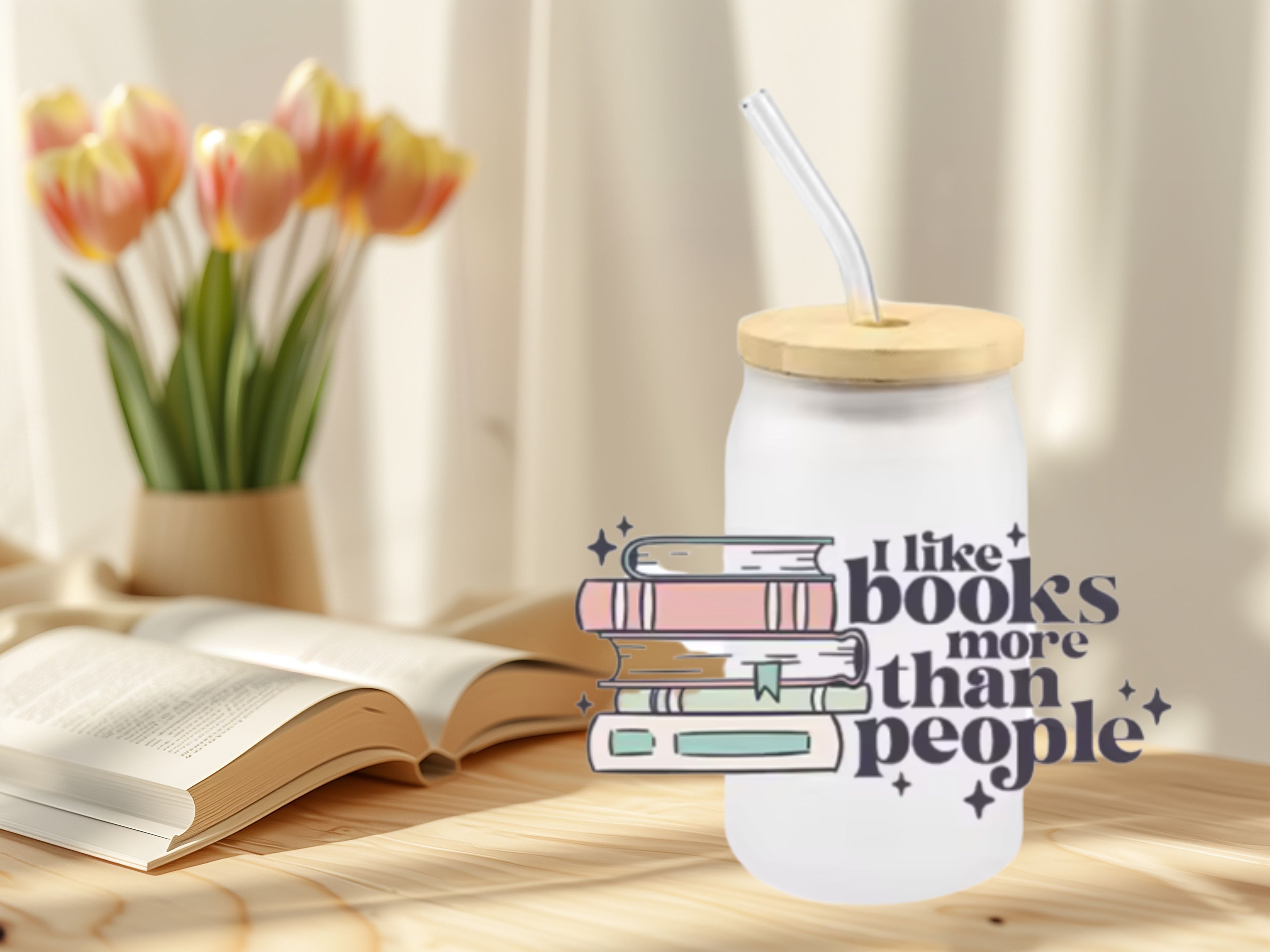 Bookish Frosted Glass Cup