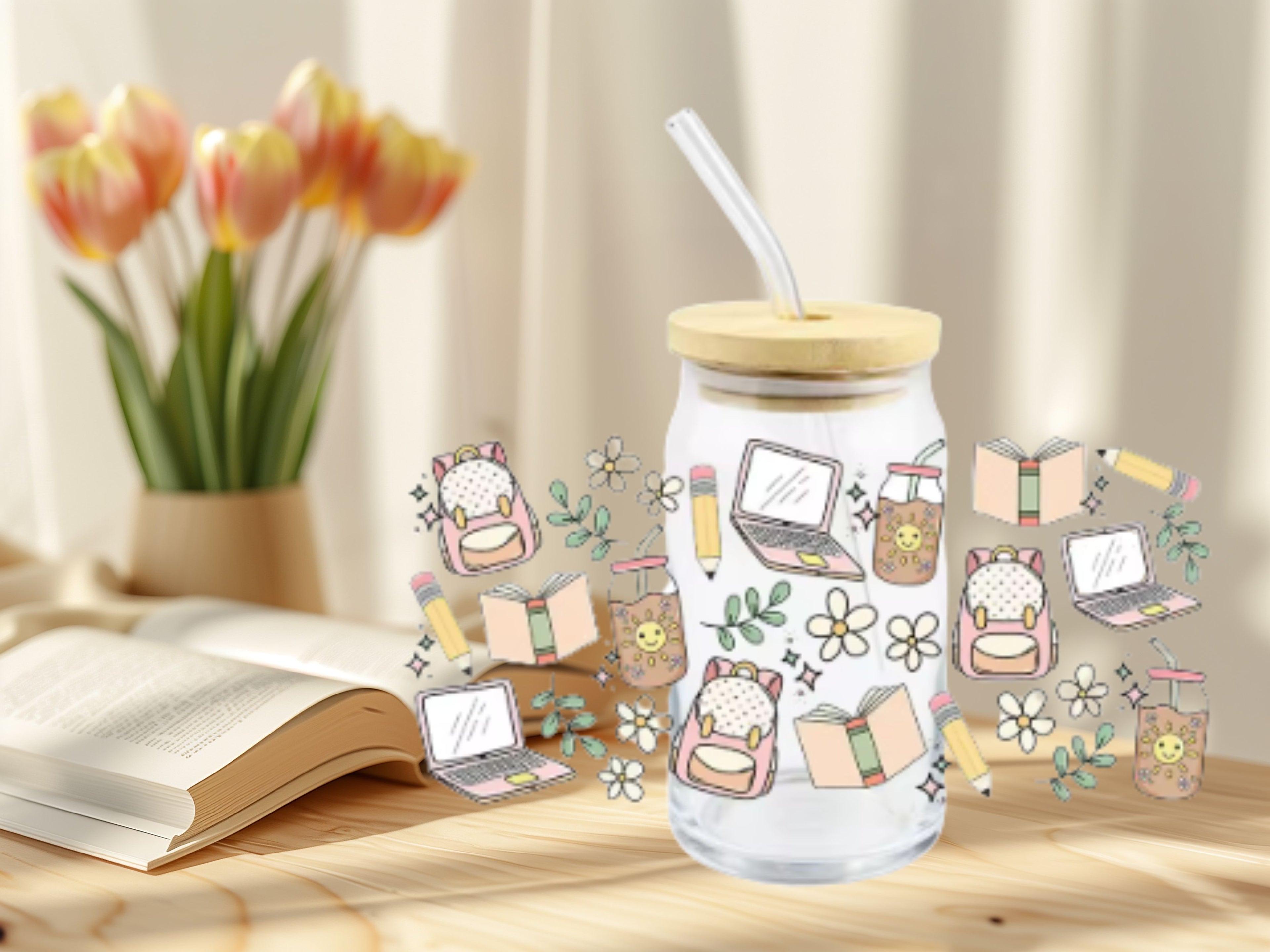 Bookish Frosted Glass Cup