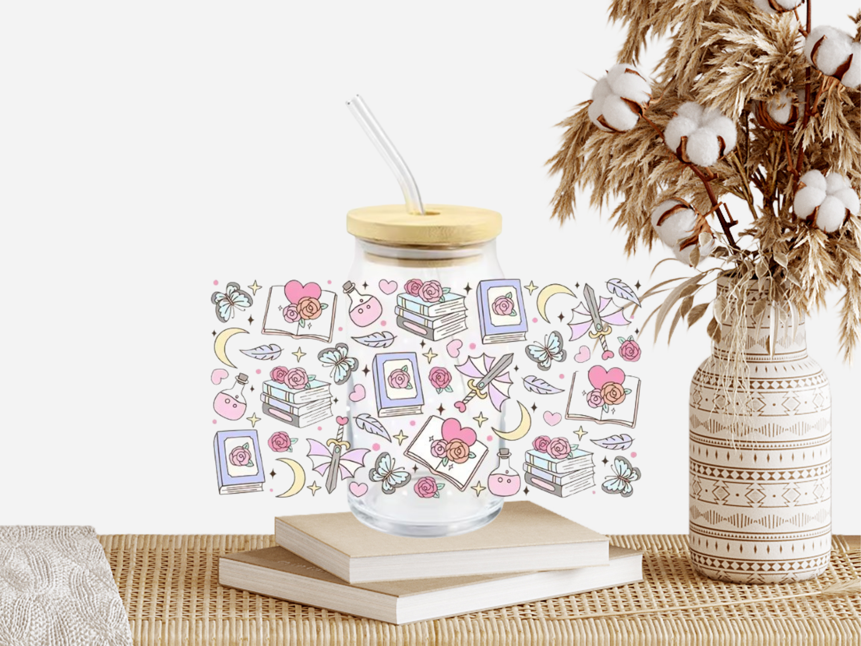 Bookish Glass Cup