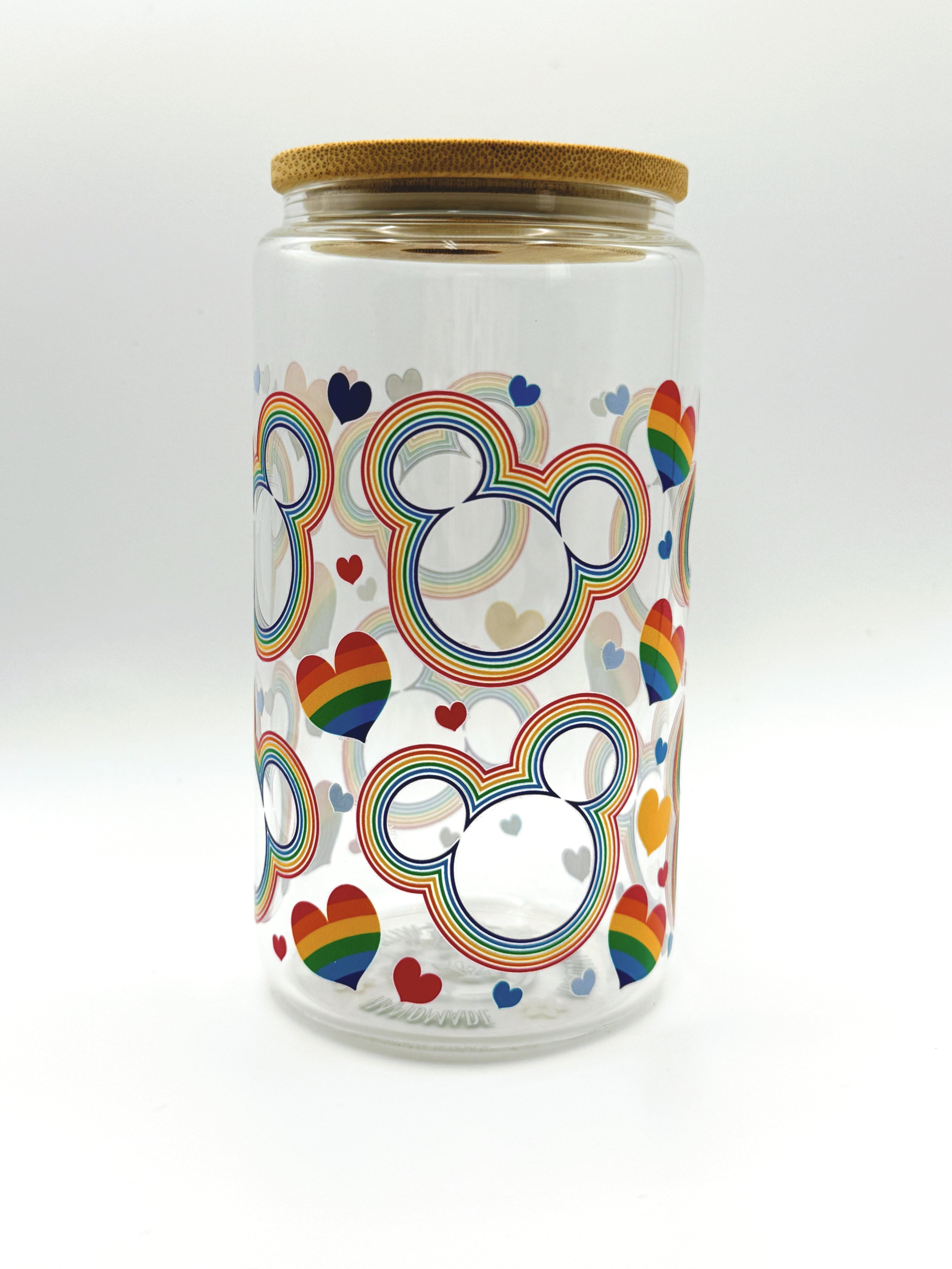 Rainbow Love Glass Cup