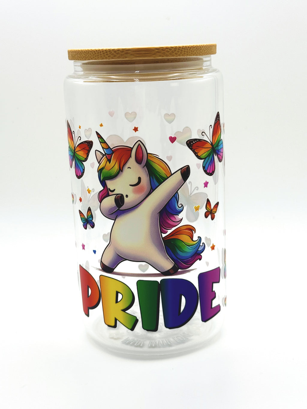 Rainbow Love Glass Cup