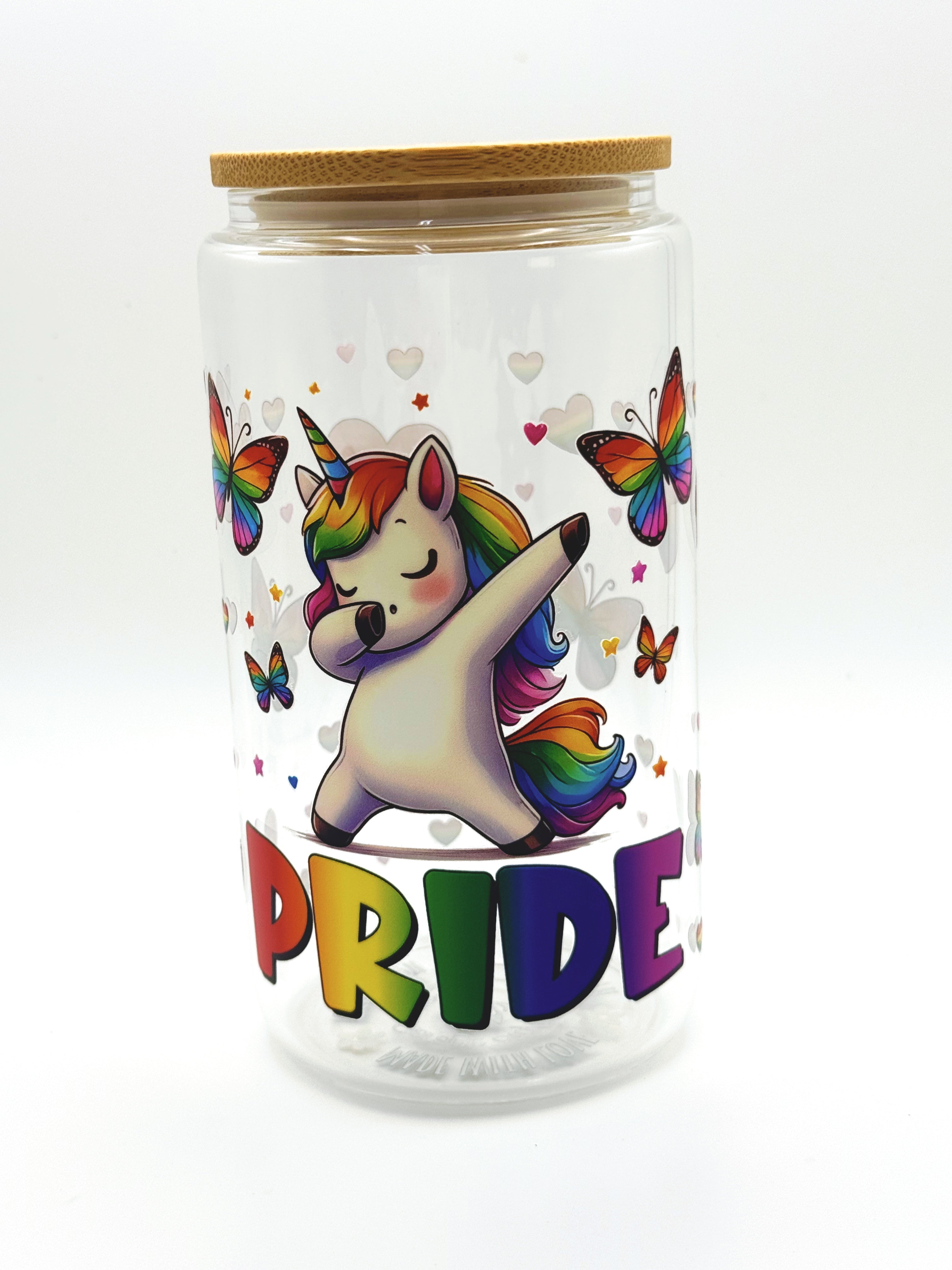 Rainbow Love Glass Cup