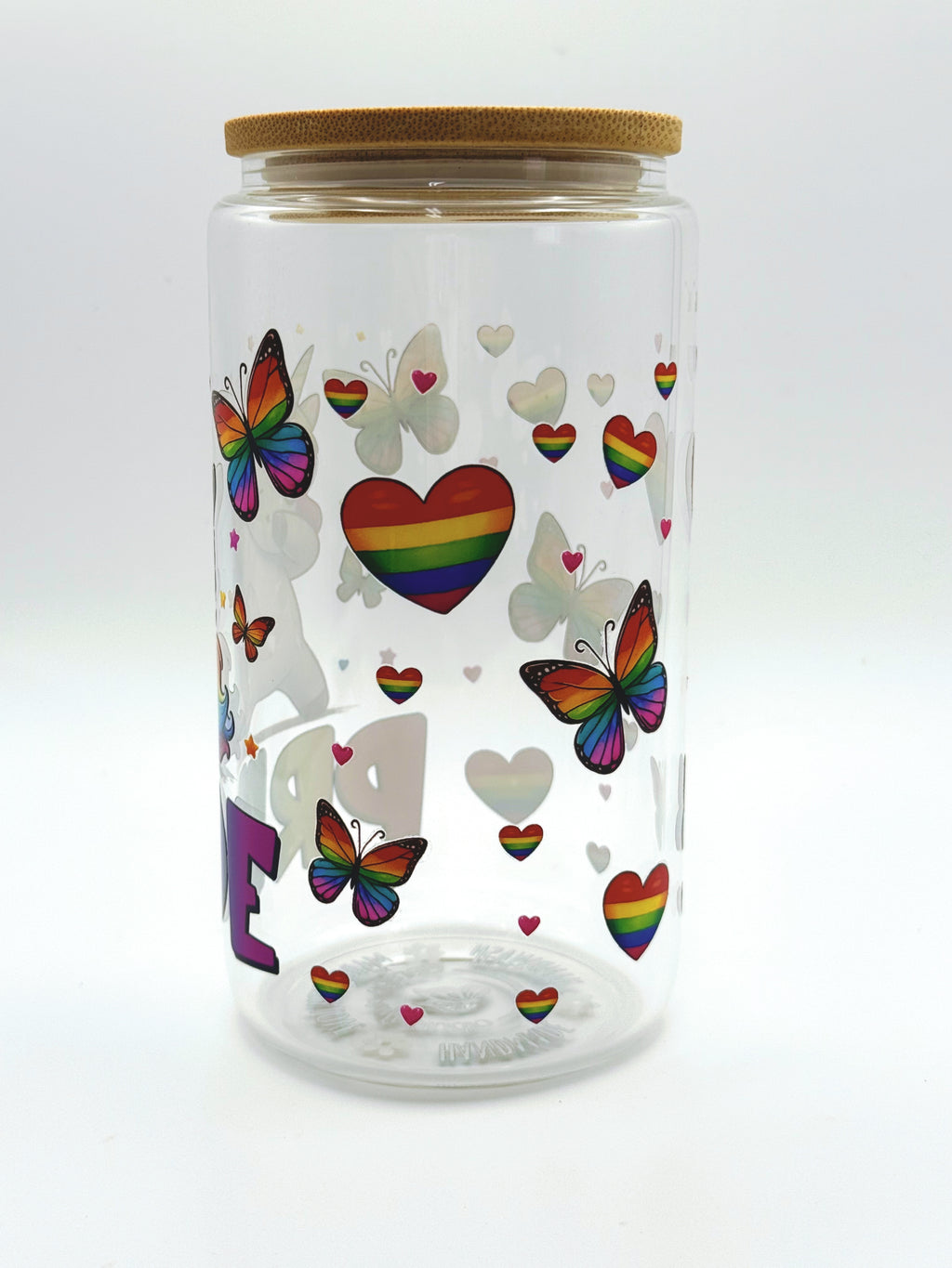 Rainbow Love Glass Cup