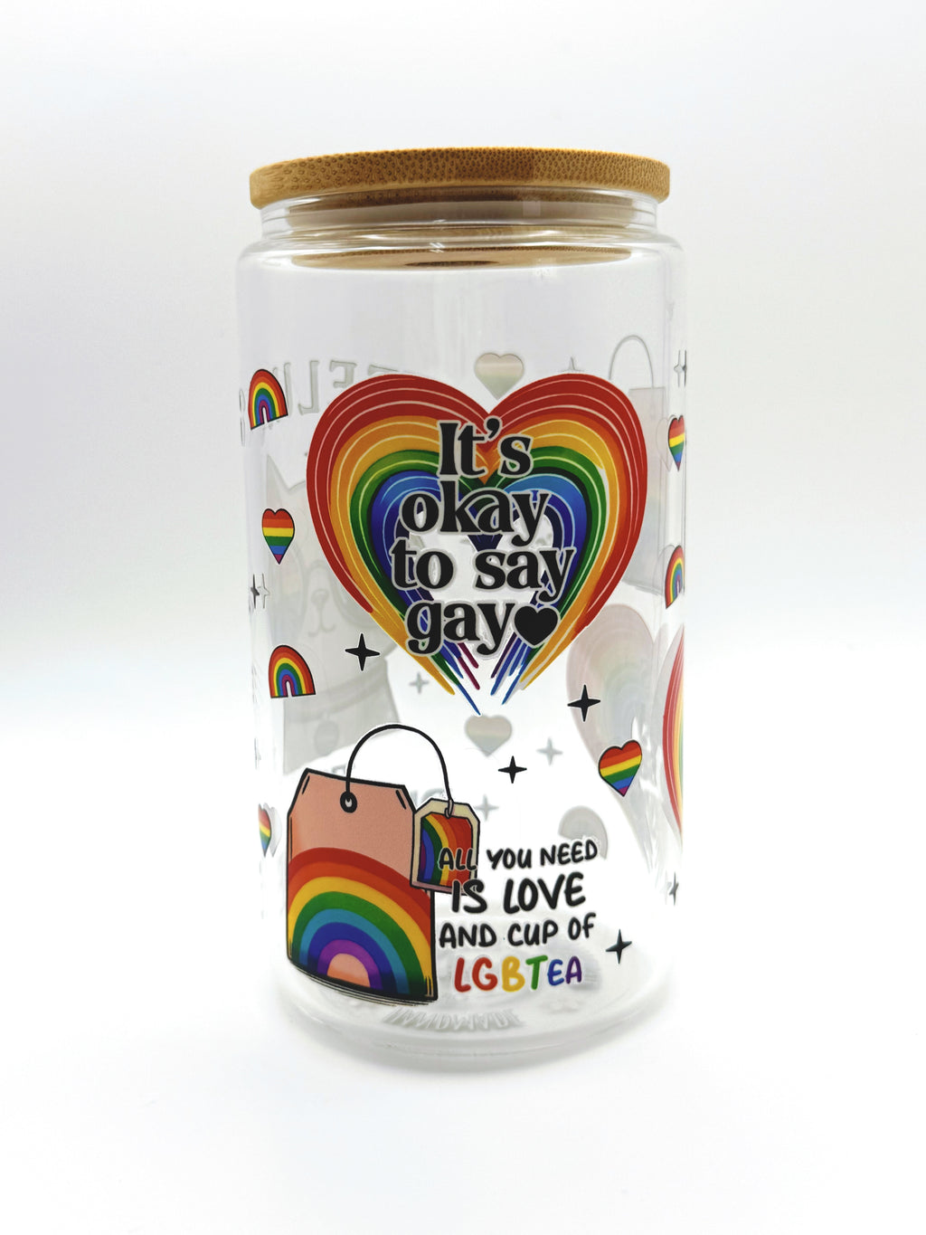 Rainbow Love Glass Cup