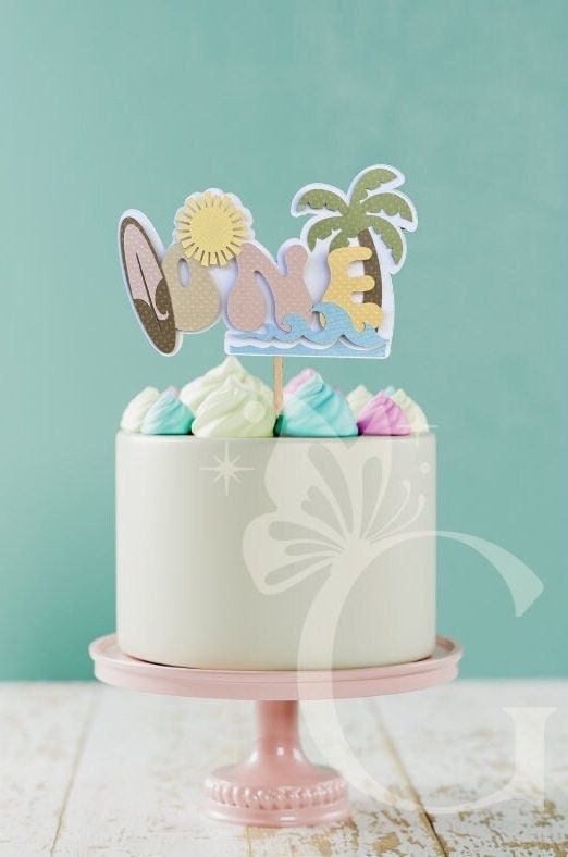 The Big One Surf Girl Birthday Cake Topper Little Surfer Cake Topper Beach Theme Party Girl's Surfboard 1st Birthday Cake Topper Beach Theme