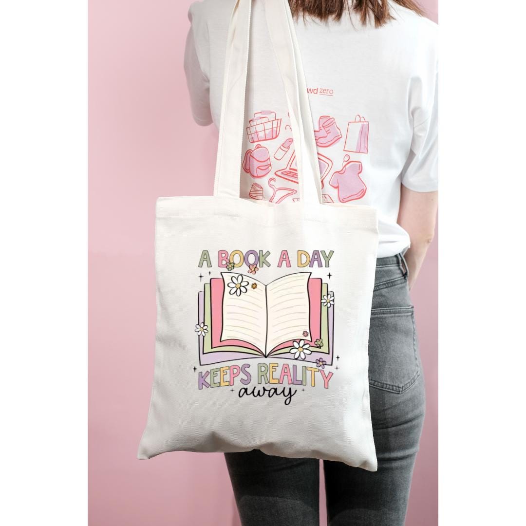 Bookish Tote Bag Books Are My Therapy Reusable Canvas Tote Book Club Gift Book Lover Gift