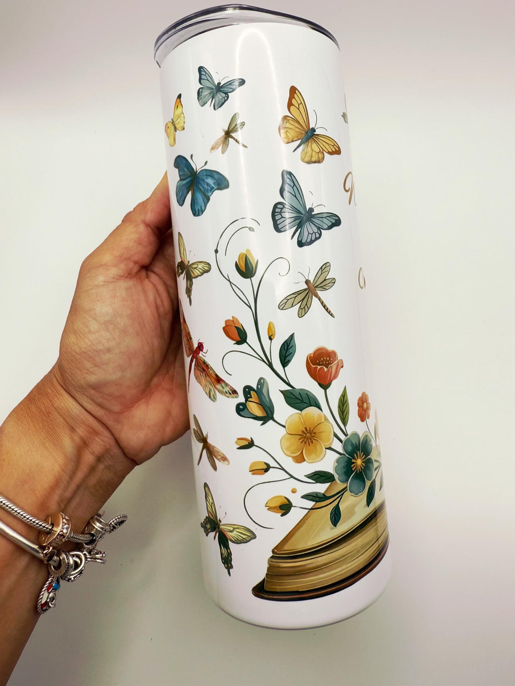 Walking With Jehovah Personalized Tumbler – Baptism Gift, Spiritual Milestone, Butterfly Floral Book Design, 20oz Stainless Steel Travel Cup