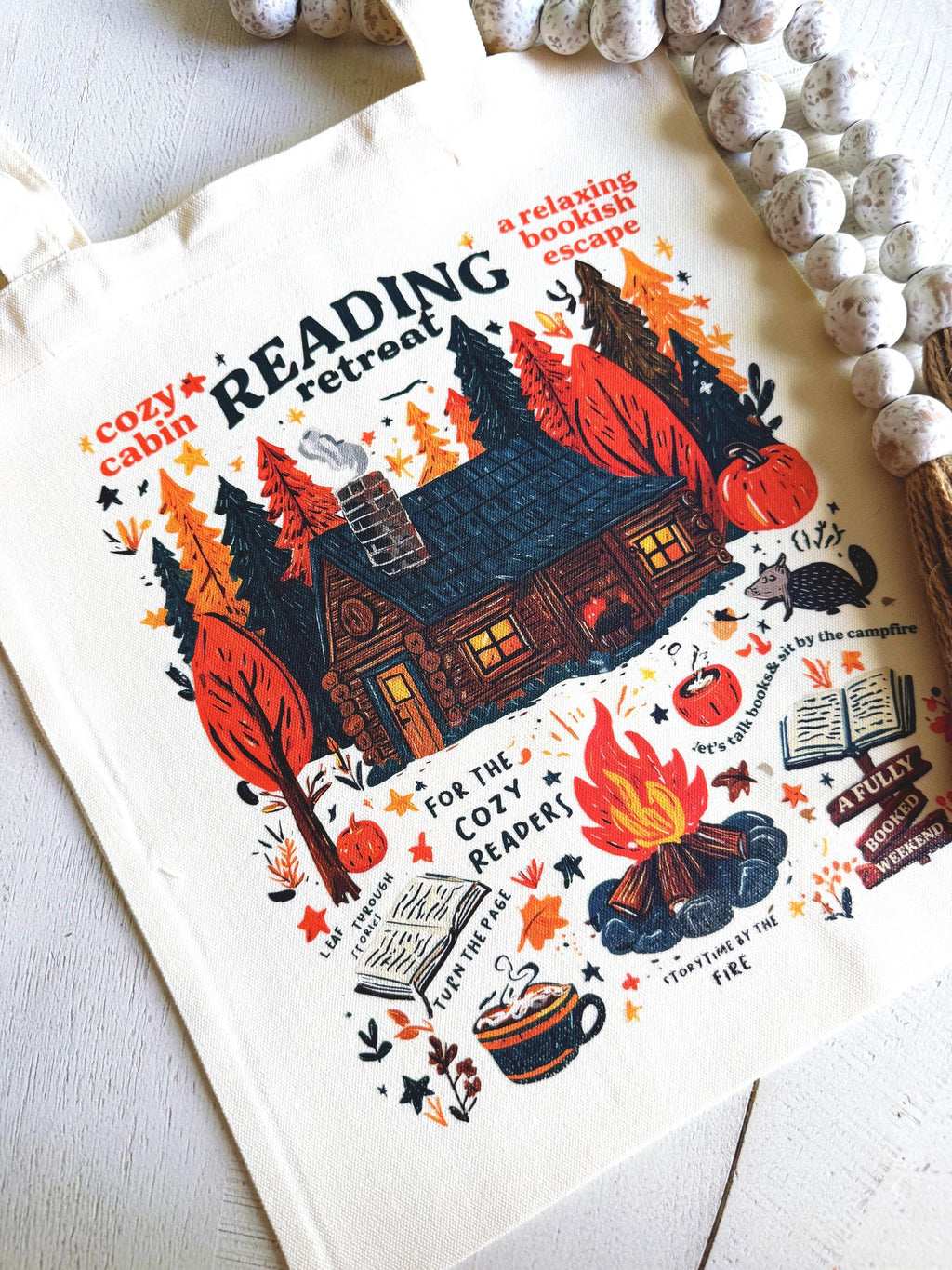 Retreat Tote Bag Cozy Cabin Reading Tote Bookish Weekend Memorabilia Fully Booked Weekend Tote Retreat Keepsake Gift for Readers Personalize