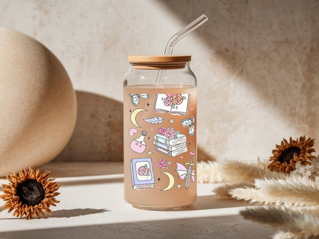 Bookish Iced Coffee Glass Cup