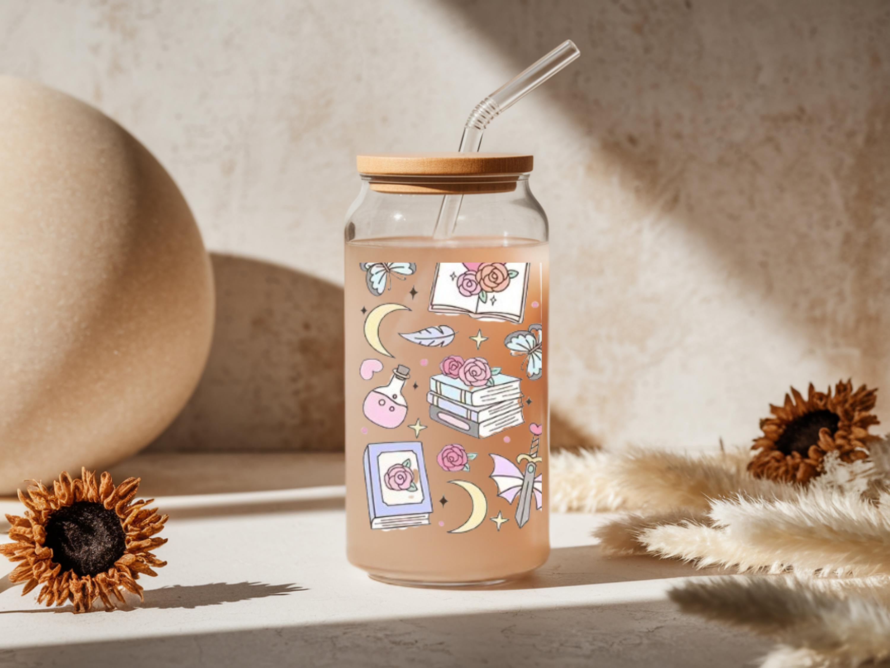 Bookish Dragon Libby Glass Cup: Romantasy Reader Gift, 16oz