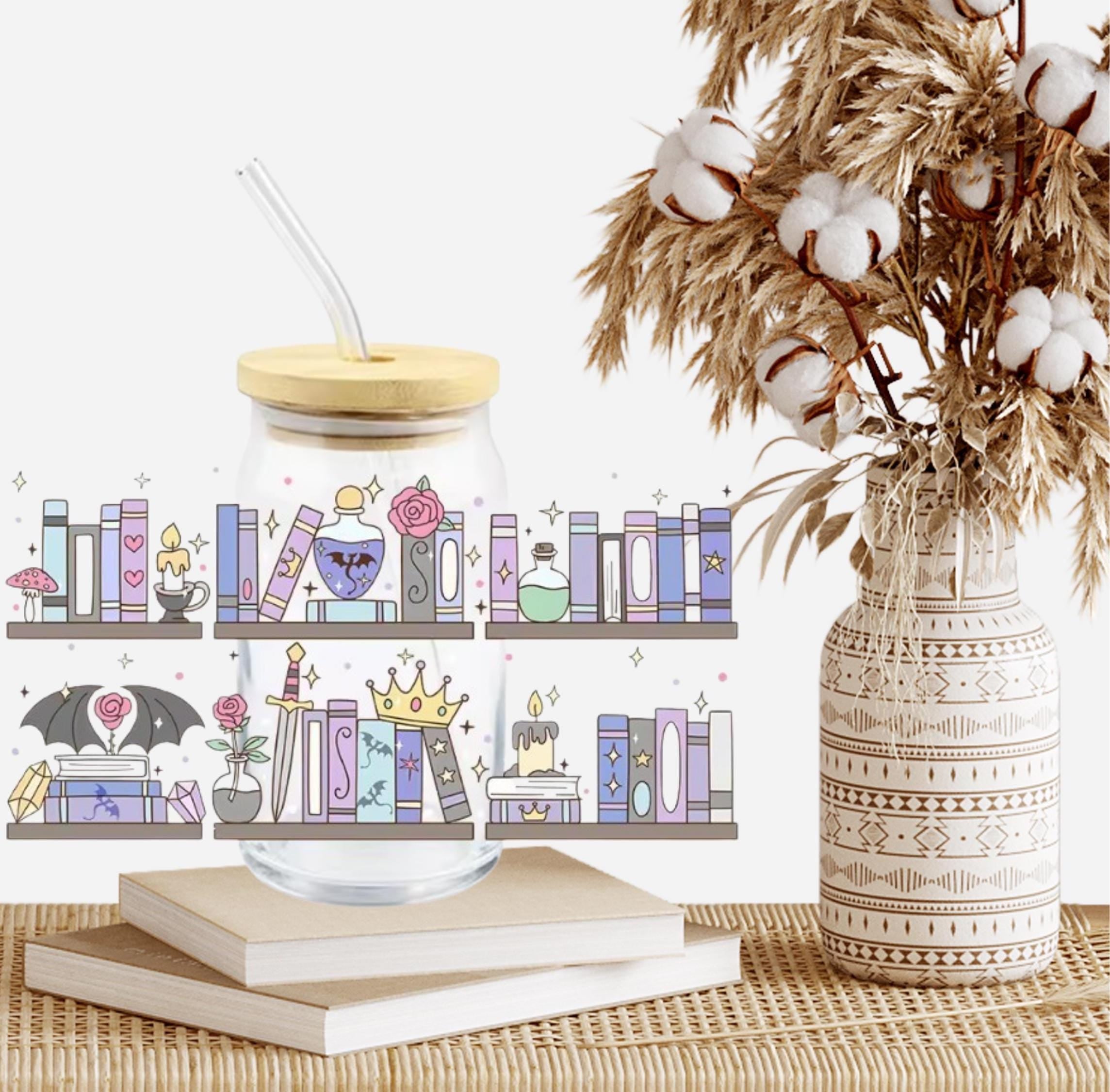 Bookish Dragon Libby Glass Cup: Romantasy Reader Gift, 16oz