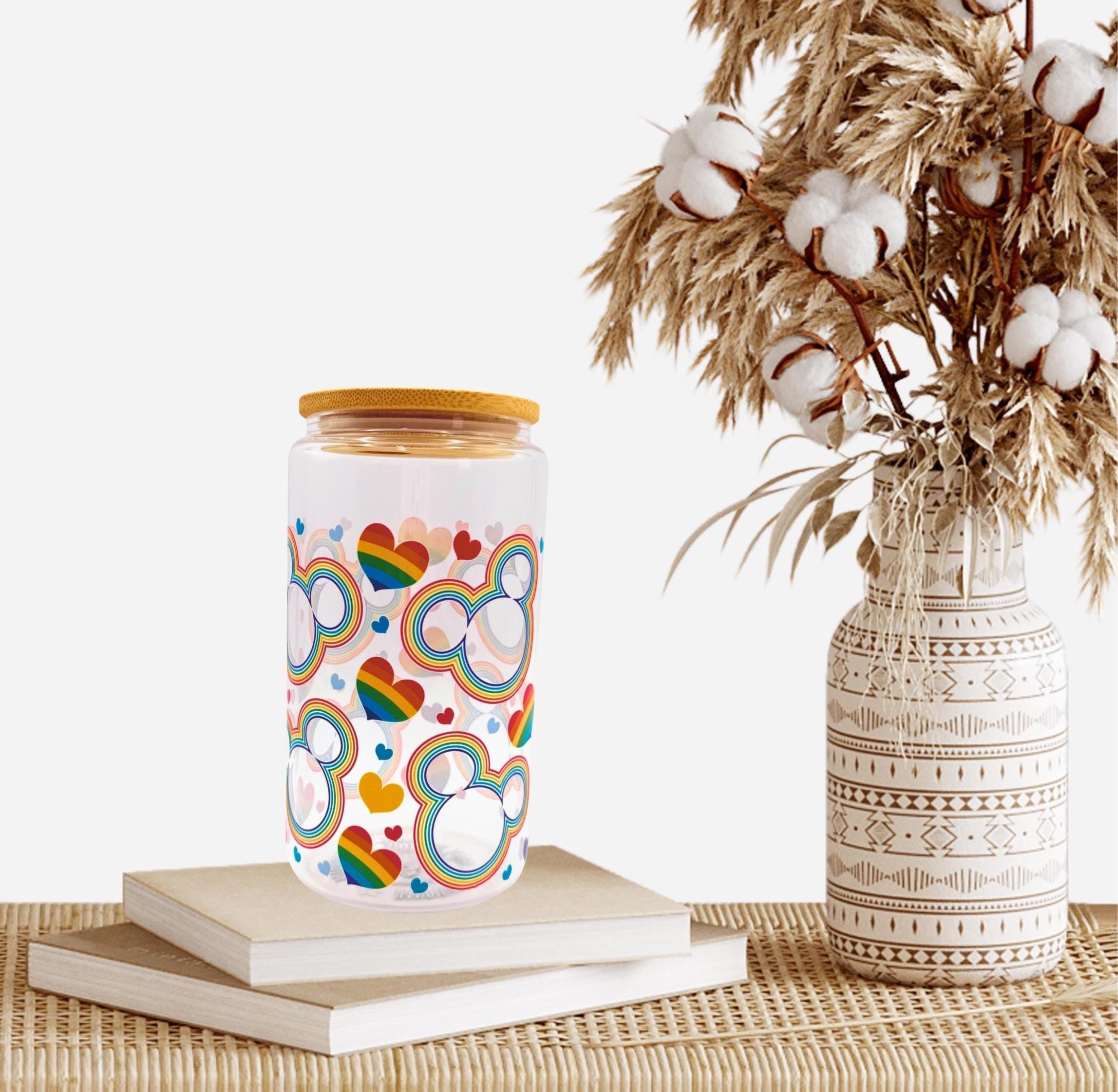 Glass Cup Pride Glass Cup Rainbow Iced Coffee Glass LGBTQ+ Gift Colorful Beer Can Glass Unicorn Cup Rainbows Cat Pride Cup