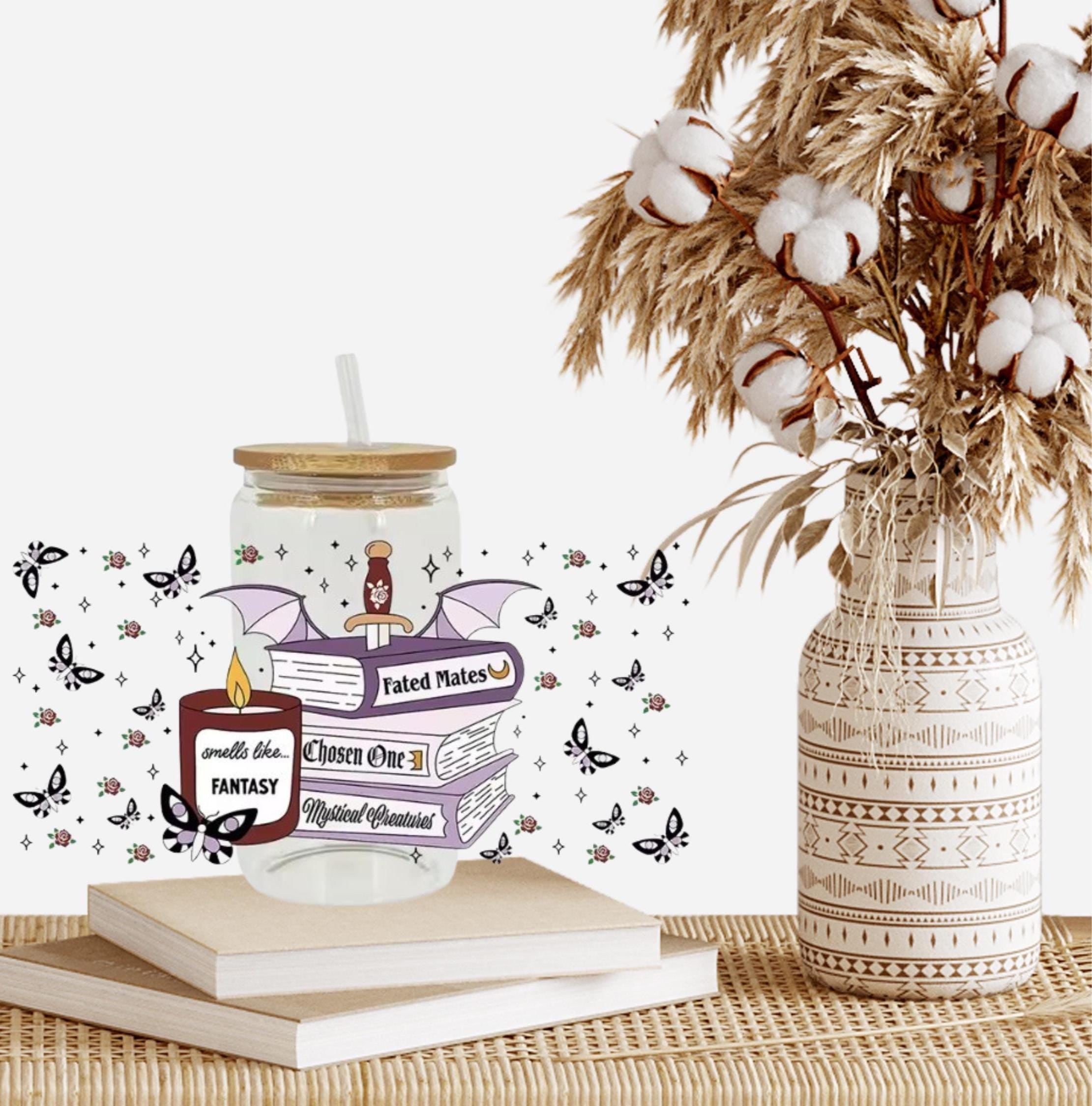 Bookish Dragon Libby Glass Cup: Romantasy Reader Gift, 16oz