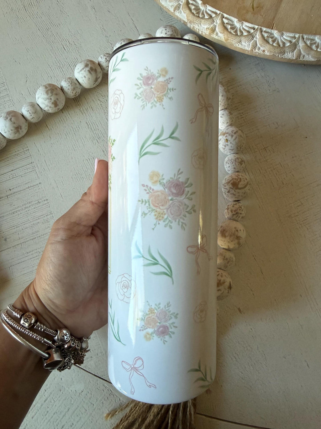 Personalized Floral Skinny Tumbler