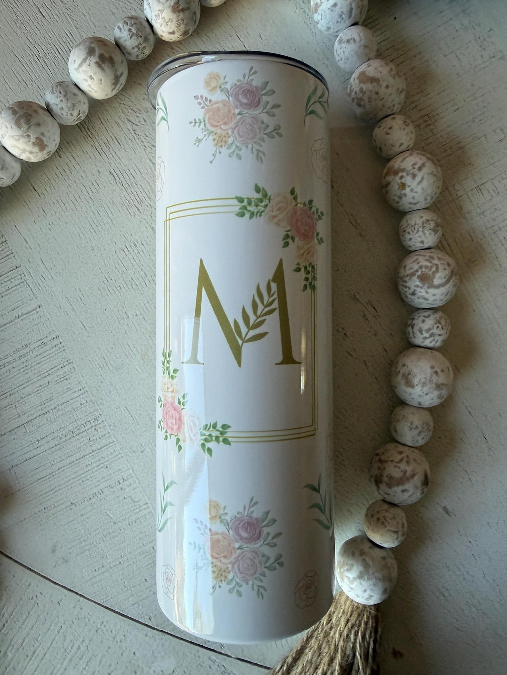 Personalized Floral Skinny Tumbler