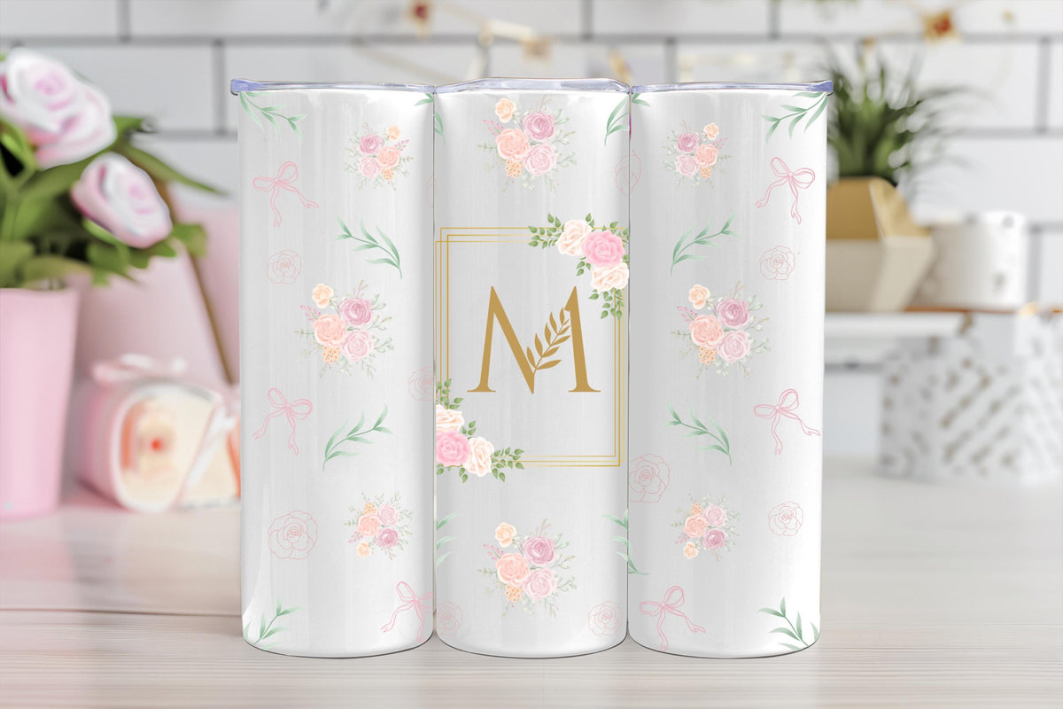 Personalized Floral Skinny Tumbler