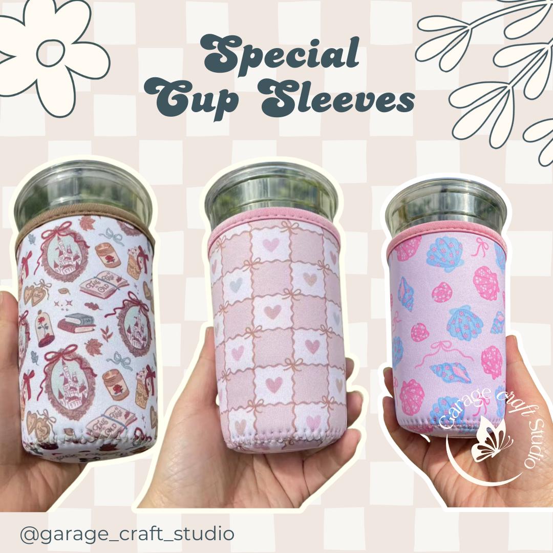 Iced Coffee Cup Sleeve 22oz 24oz Reusable Drink Cozy Magical Park Seashells Cup Holder for Cold Drinks