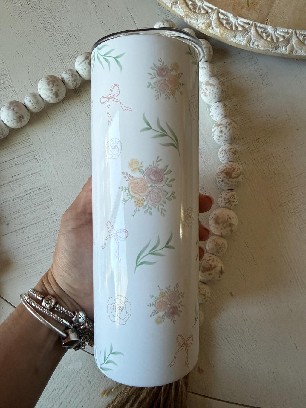 Personalized Floral Skinny Tumbler