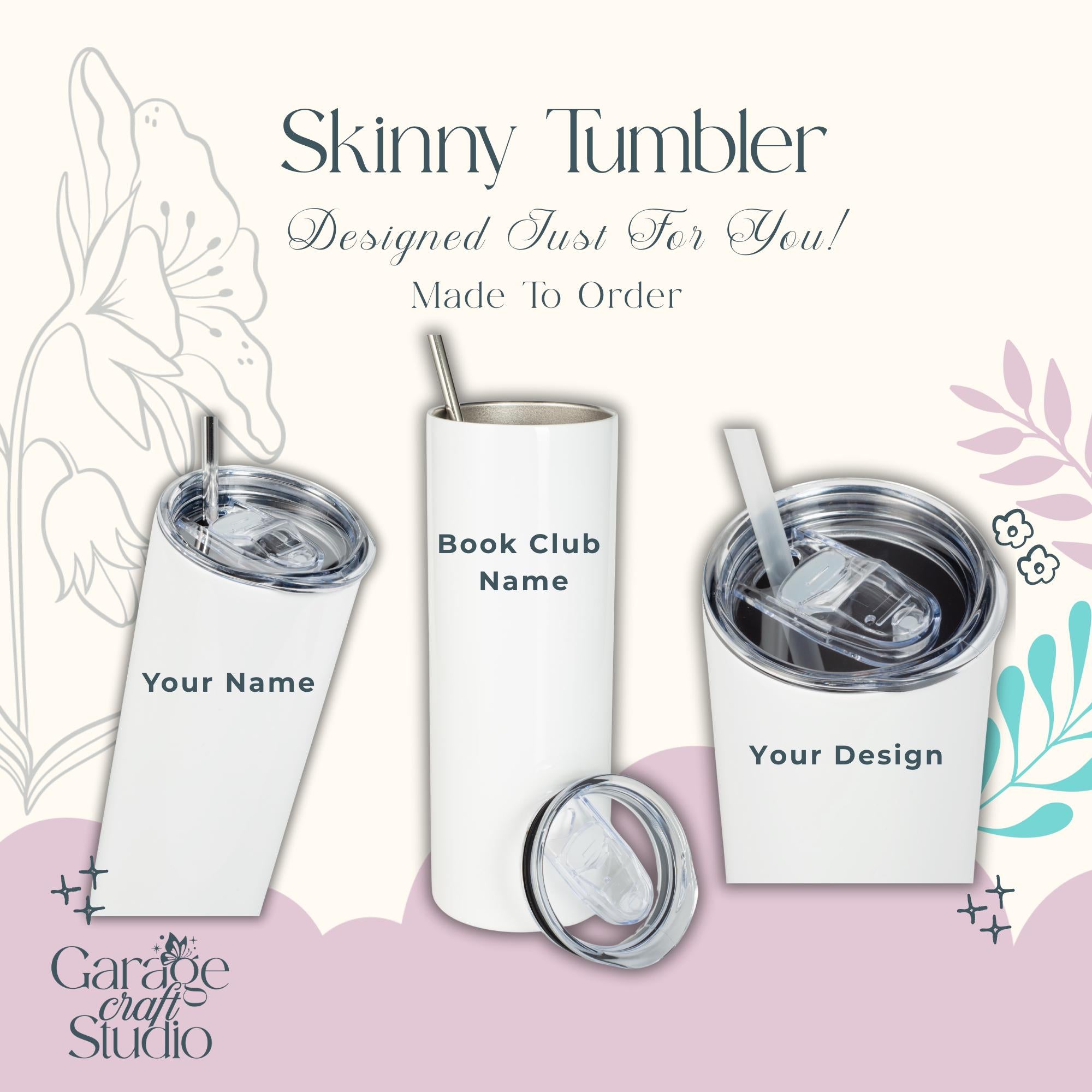 Bookish 20 Ounce Tumbler Personalized Book Lover Cup Books and Coffee Slim Stainless Steel Custom Name Cup Everyday Gift for Book Lover