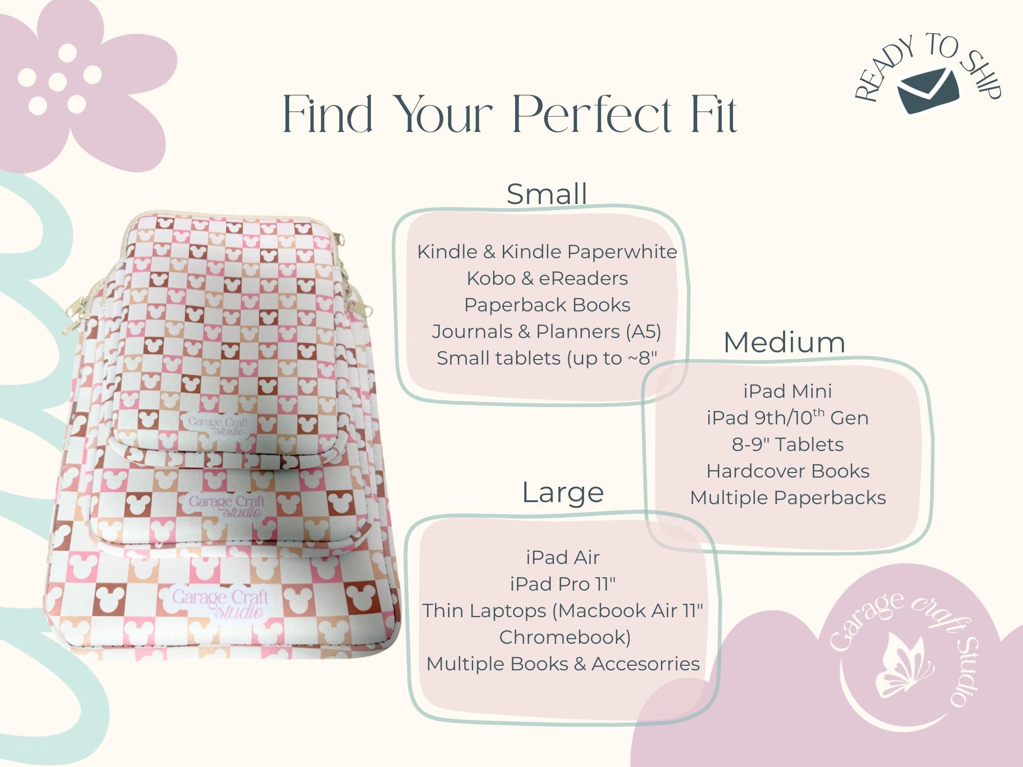 Kindle Sleeve, Neoprene, Book Sleeve with Pockets, Gifts for Book Lovers  Medium E-Reader Zip up Book Sleeve, E-Reader Kindle Book Sleeve