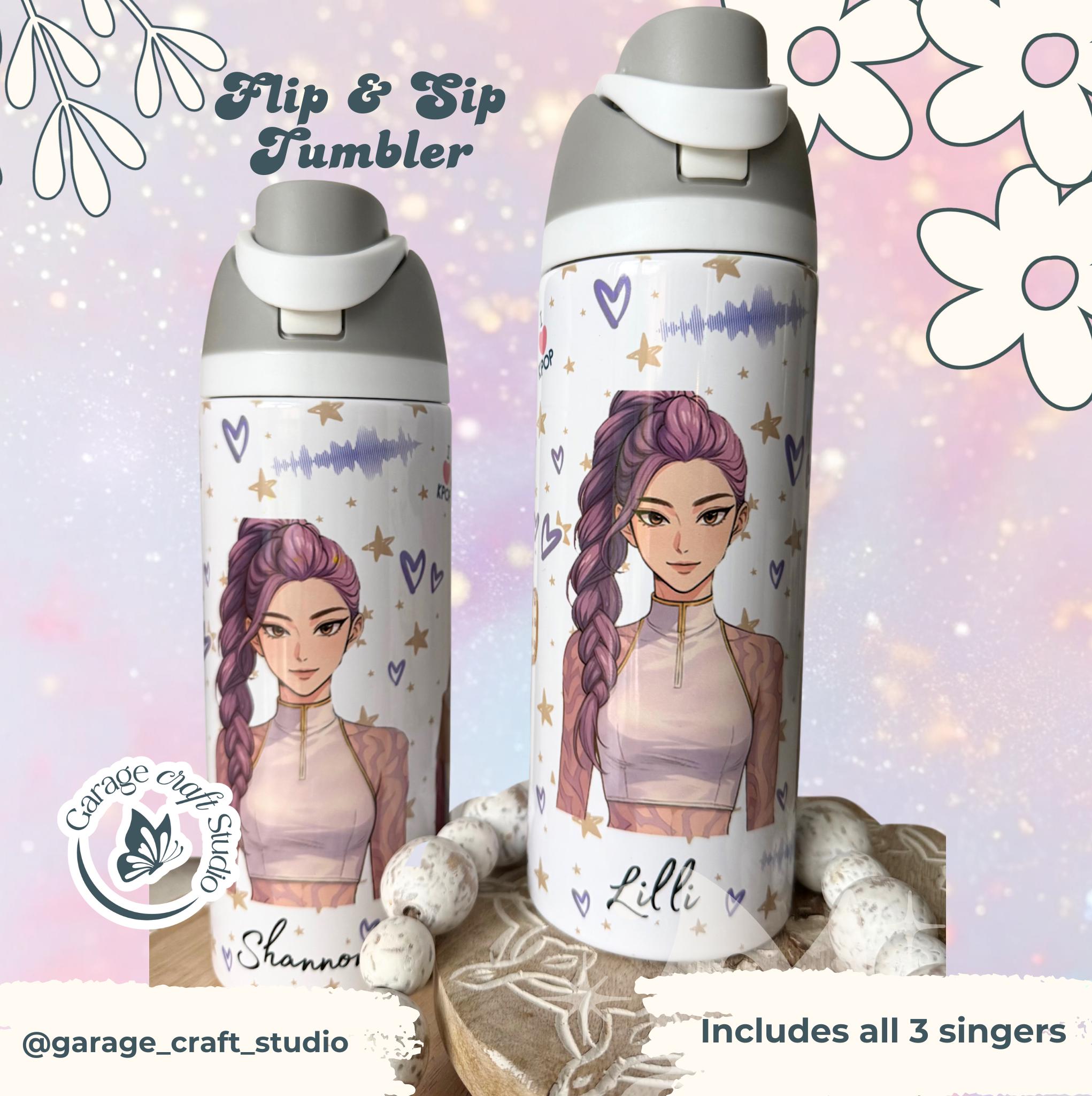 K Pop Tumbler 24oz Flip Top Leakproof Reusable Water Bottle Personalized Everyday Cup Trendy Teen Gift Drinkware