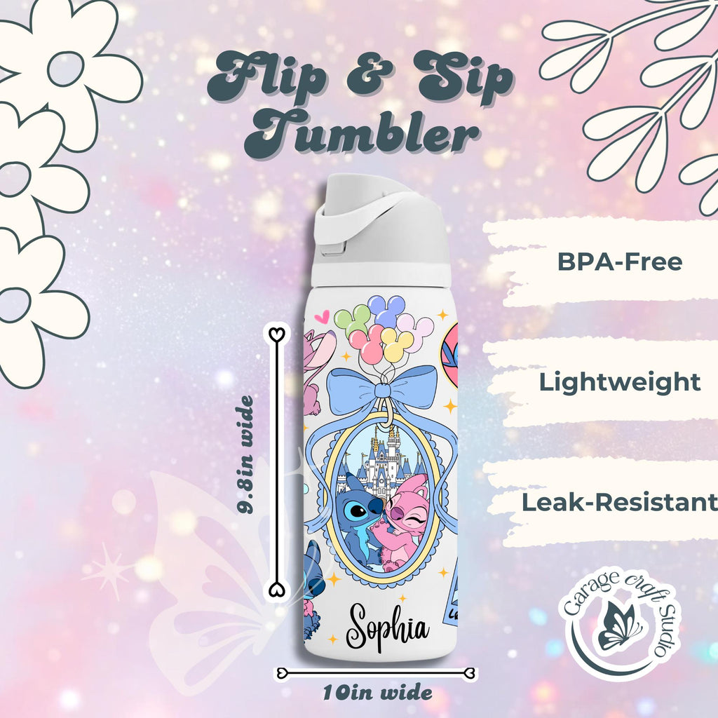 Valentine Tumbler 24oz Flip Top Leakproof Reusable Water Bottle Personalized Everyday Cup Monsters Tumbler Gift Drinkware