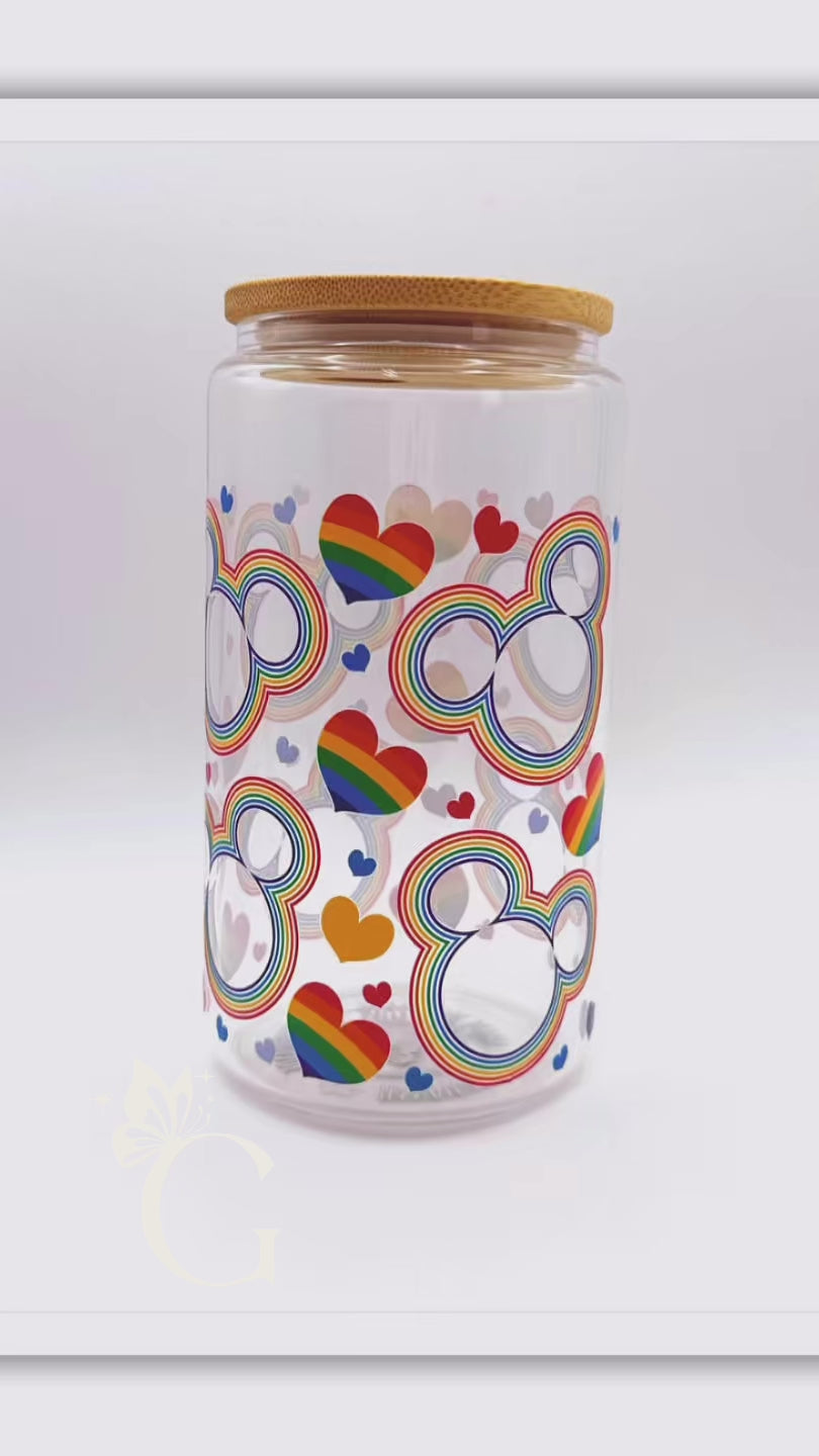 Rainbow Love Glass Cup